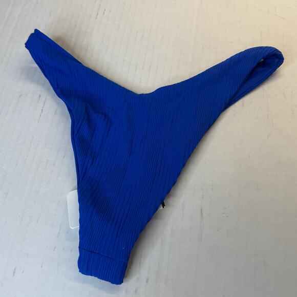 L*Space Pointelle Rib Cabana Bikini Bottom Royal Blue NWT Size Small Bitsy Cut - Picture 3 of 5